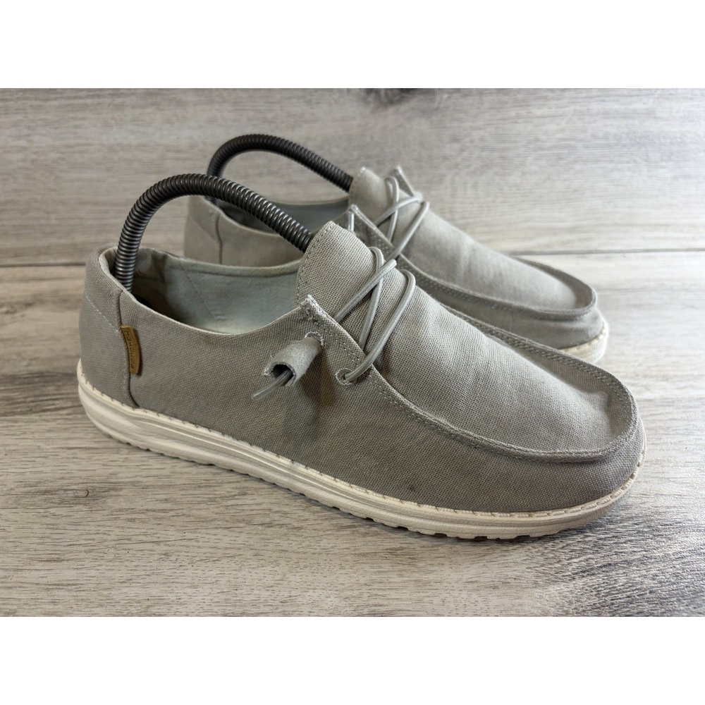 Hey Dude Wendy Chambray Light Grey Slip On Shoes Womens 9 Lightweight Gray